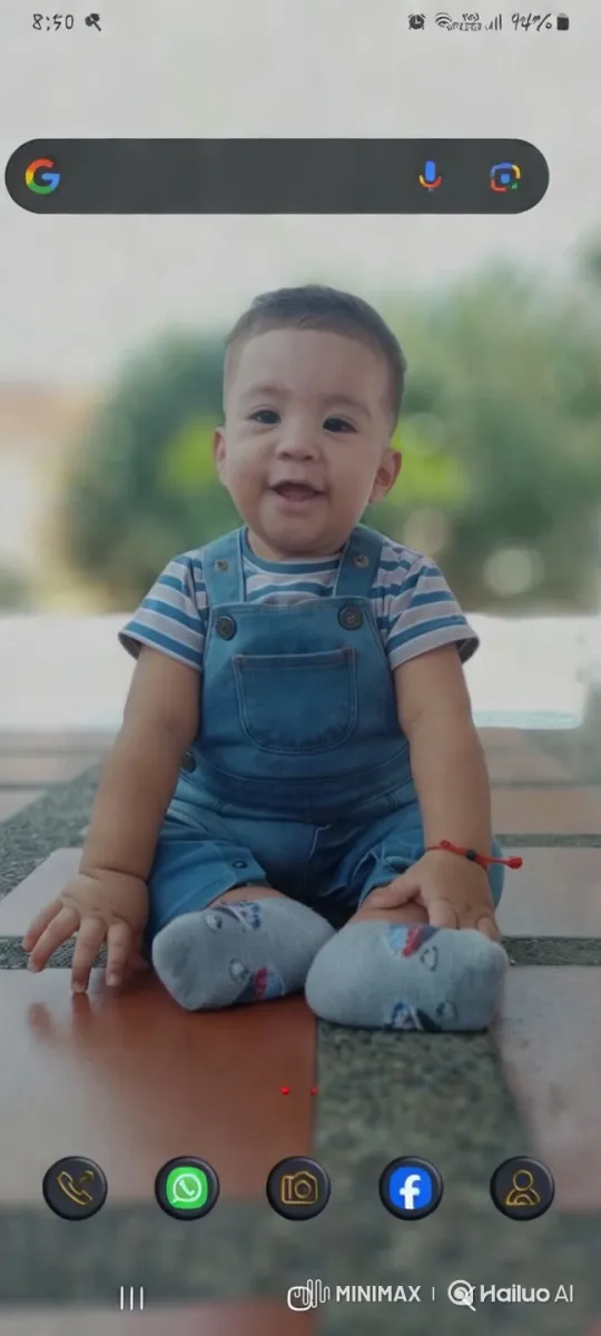 Baby in Striped Shirt on Blurred Green Background – AI Generated Video | Hailuo AI