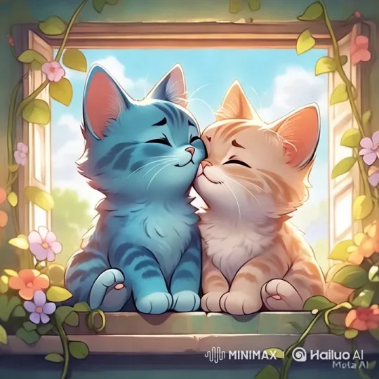 Affectionate Cats Explore Sunlit Window Ledge – AI Generated Video | Hailuo AI