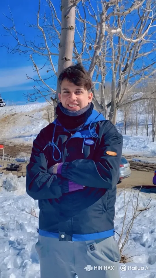 Contemplative Yasser in a Wintry Landscape – AI Generated Video | Hailuo AI