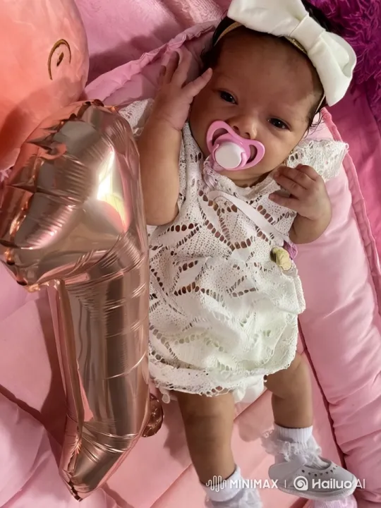Baby in Lace Outfit Dances with Balloon – AI Generated Video | Hailuo AI