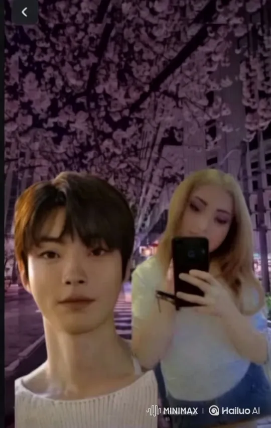 Romantic Couple's Intimate Moment in Cherry Blossom Night – AI Generated Video | Hailuo AI