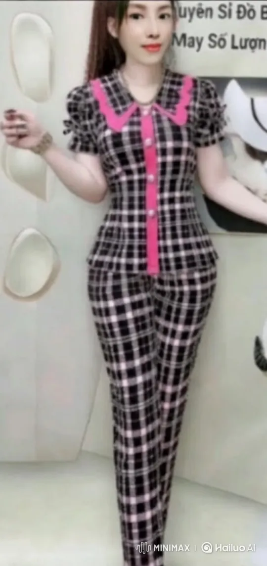 Girl Showcases Stylish Plaid Outfit in Elegant Walk – AI Generated Video | Hailuo AI