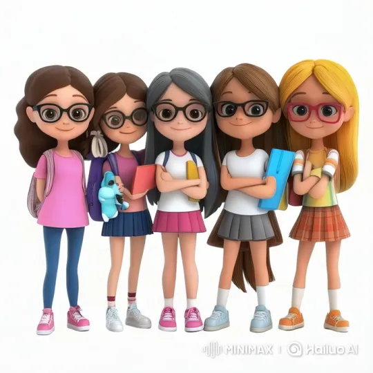 Animated Girls Watch Pet Do Chores in Cheerful Scene – AI Generated Video | Hailuo AI