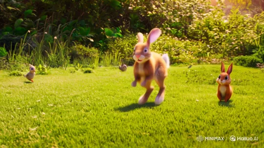 Vibrant Rabbit Dances, Enchants Meadow Animals – AI Generated Video | Hailuo AI