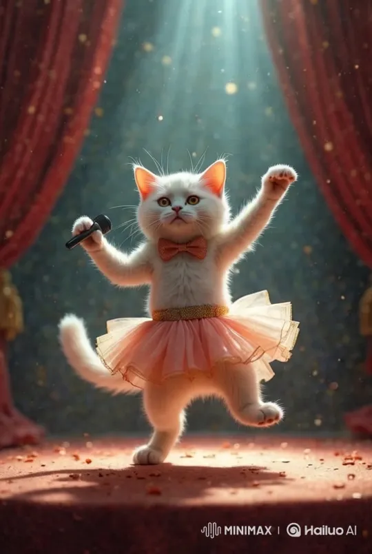 Whimsical Cat Dances Under Moonlit Night Sky – AI Generated Video | Hailuo AI