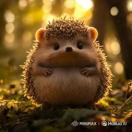 Cute Hedgehog in Serene Forest Light Display – AI Generated Video | Hailuo AI