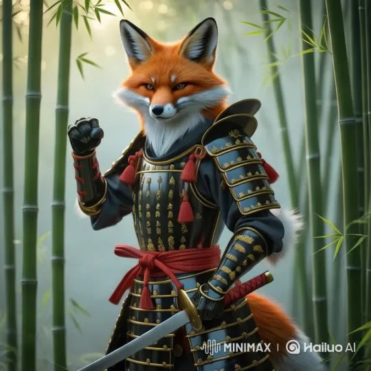 Majestic Fox Samurai in Bamboo Forest – AI Generated Video | Hailuo AI