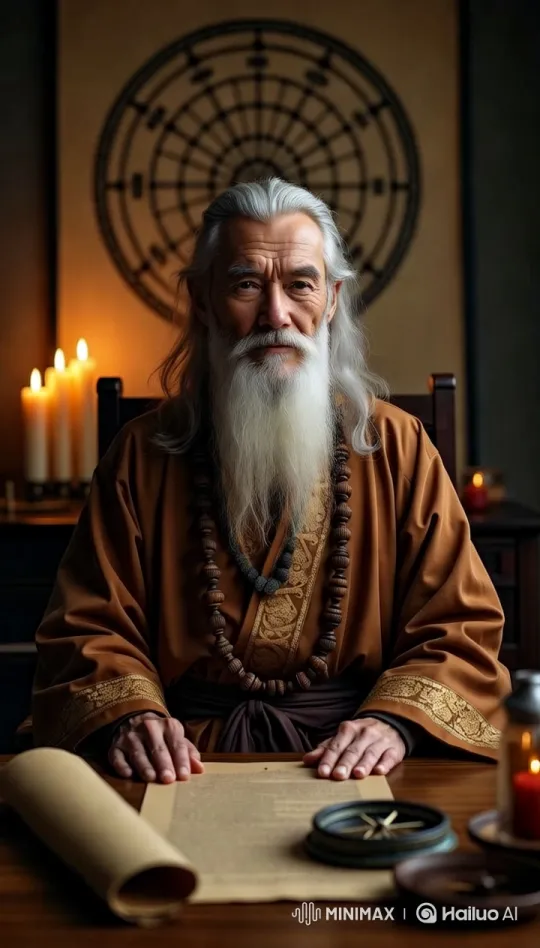 Elderly Sage in Mystical Setting with Ancient Scroll – AI Generated Video | Hailuo AI