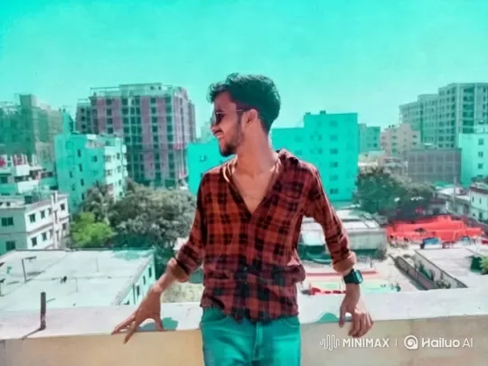 Young Man on Rooftop Overlooking Bustling Cityscape – AI Generated Video | Hailuo AI