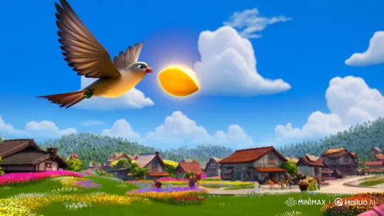 Spring Morning: Swallow Delivers Golden Seed to Heungbo – AI Generated Video | Hailuo AI