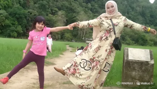 Woman and Girl Dance Playfully in Lush Nature – AI Generated Video | Hailuo AI