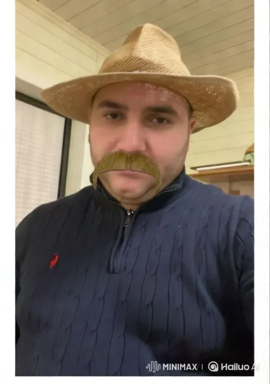 Indoor Portrait of a Man in a Navy Sweater – AI Generated Video | Hailuo AI