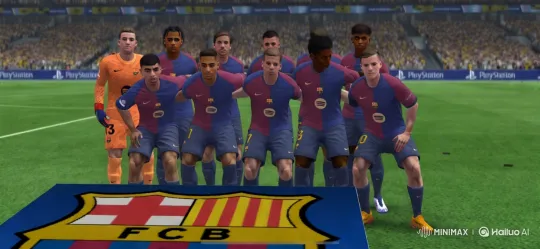 FC Barcelona Team Pose with Dynamic Camera Work – AI Generated Video | Hailuo AI