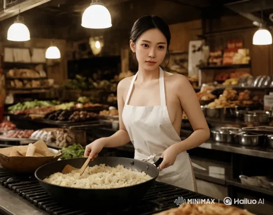 Rustic Kitchen Cooking Scene with Artful Ingredients Display – AI Generated Video | Hailuo AI