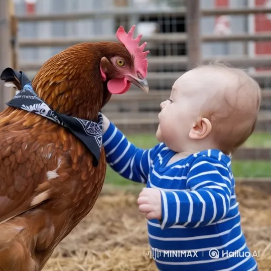 Rustic Farm Fight: Child vs. Bandana Chicken – AI Generated Video | Hailuo AI