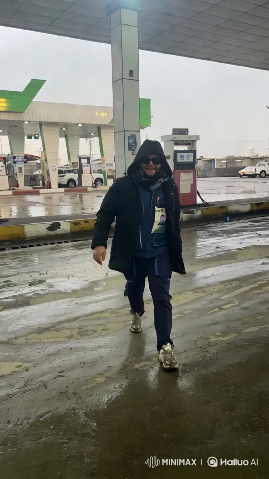 Gas Station Chase: Hooded Figure Walks Towards Camera – AI Generated Video | Hailuo AI