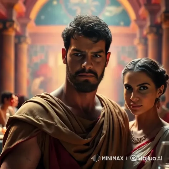 Roman-Era Couple's Romantic Kiss in Opulent Setting – AI Generated Video | Hailuo AI