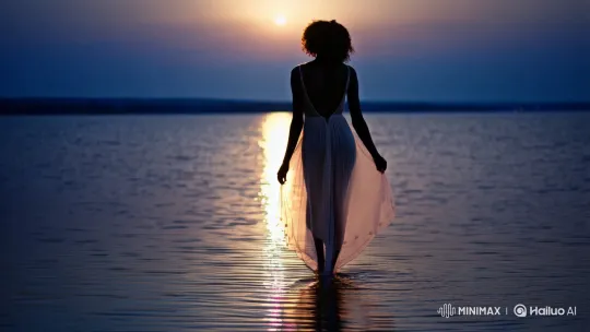 African-American Woman in Ethereal Moonlit Dance by Tranquil Lake – AI Generated Video | Hailuo AI