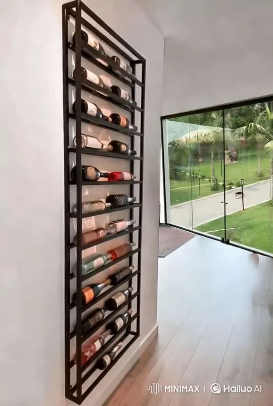 Sleek Wine Rack Showcases Elegant Modern Room – AI Generated Video | Hailuo AI