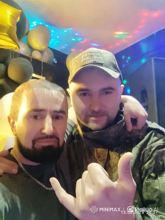 Camouflage-clad Duo Celebrates with Disco Lights – AI Generated Video | Hailuo AI