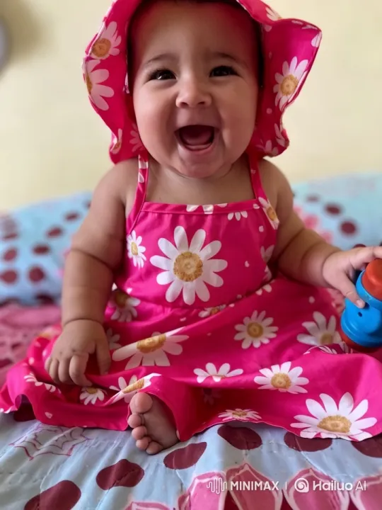 Baby in Colorful Dress on Patterned Blanket – AI Generated Video | Hailuo AI