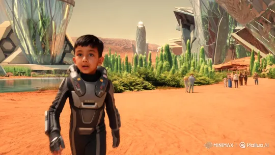Future Mars: A Boy's Journey in a Thriving Civilization – AI Generated Video | Hailuo AI