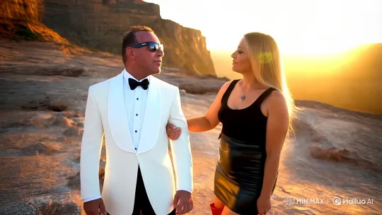 Romantic Couple on Cliff at Sunrise – AI Generated Video | Hailuo AI