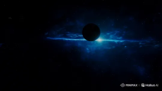 Eerie Planet Emerges in Dark Space Panorama – AI Generated Video | Hailuo AI