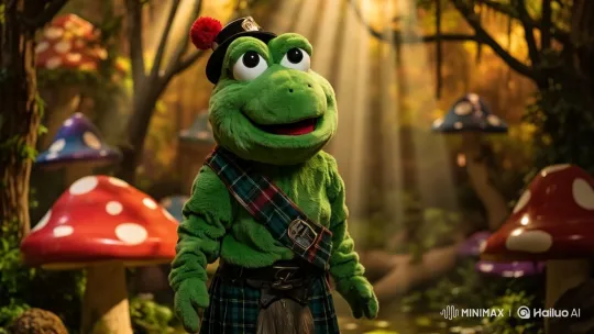 Enchanting Swamp Set with Frog Mascot on Children's TV – AI Generated Video | Hailuo AI