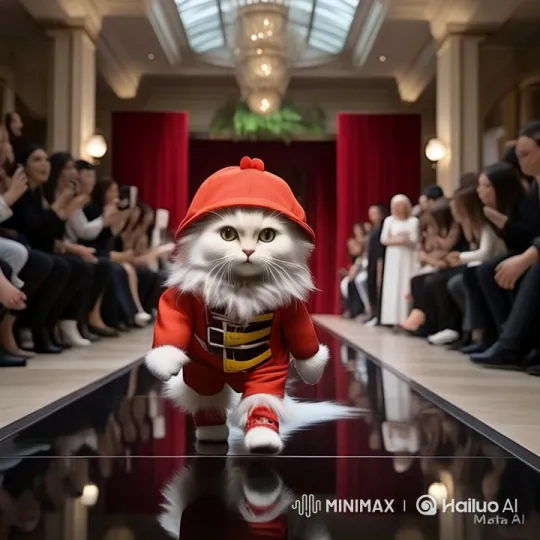 Luxurious Live2D Cat Fashion Show in Five-Star Setting – AI Generated Video | Hailuo AI