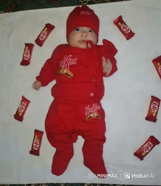 Baby in KitKat-Themed Outfit Amid Chocolate Bars – AI Generated Video | Hailuo AI