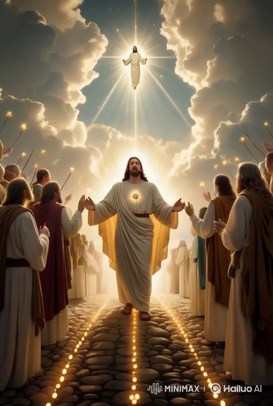 Jesus Walks Among Followers with Lit Candles in Serene Live2D Video – AI Generated Video | Hailuo AI