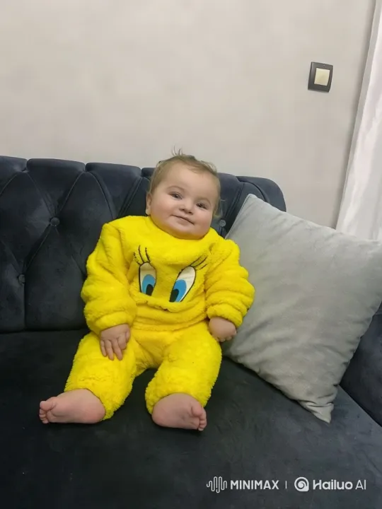Baby in Tweety Bird Outfit on Cozy Sofa – AI Generated Video | Hailuo AI