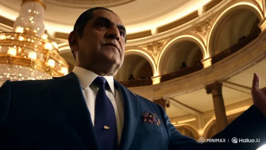 Ascend and Declare: Fadl Ali Samir's Dominant Moment in Grand Hall – AI Generated Video | Hailuo AI