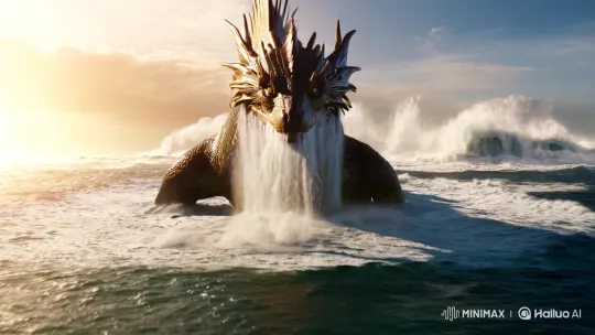 Gigantic Dragon Emerges from the Sea in Cinematic VFX Sequence – AI Generated Video | Hailuo AI