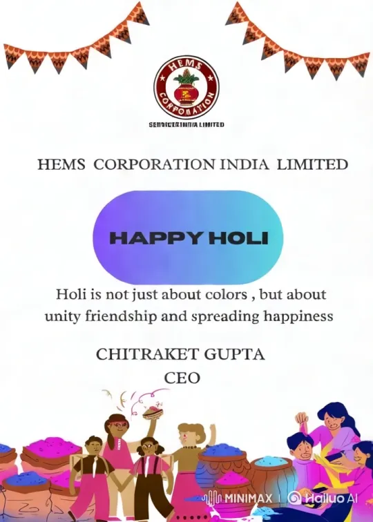 HEMS Celebrates Holi: Unity and Happiness in Colorful Festivity – AI Generated Video | Hailuo AI