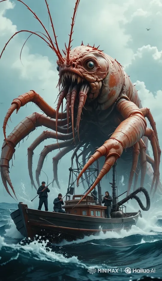 Dramatic Sea Monster Attacks Fishing Boat – AI Generated Video | Hailuo AI