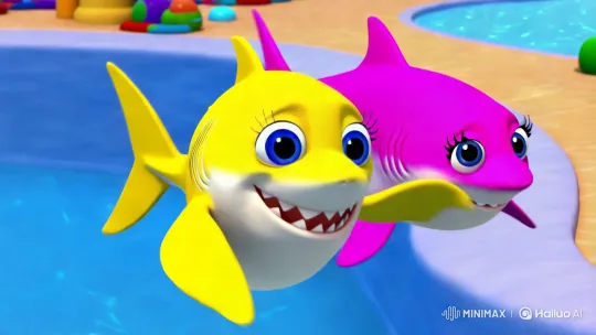 Vibrant 3D Animation: Baby & Mommy Shark's Whimsical Dance – AI Generated Video | Hailuo AI