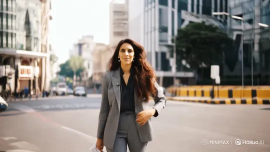 Indian Woman Showcases Urban Elegance and Confidence – AI Generated Video | Hailuo AI