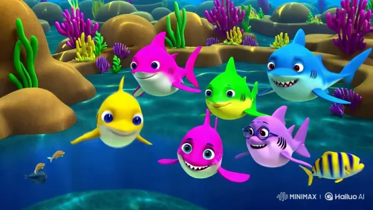 Colorful Shark Family's Whimsical Underwater Adventure – AI Generated Video | Hailuo AI