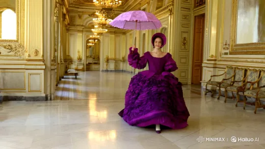 Southern Belle Glides Through Opulent Palace Corridors – AI Generated Video | Hailuo AI