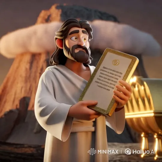 Mystical Figure with Golden Tablet Amidst Volcanic Twilight – AI Generated Video | Hailuo AI