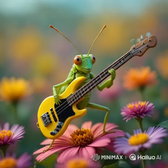 Grasshopper Serenade in a Colorful Garden – AI Generated Video | Hailuo AI