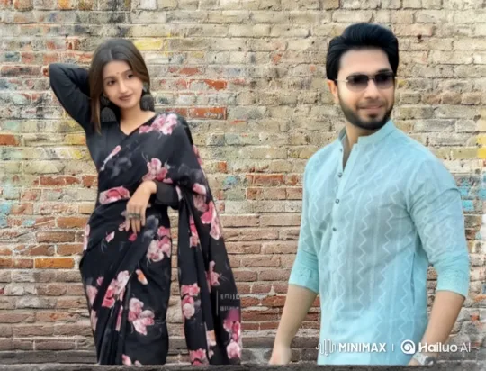 Couple Embraces with Elegance Against Rustic Background – AI Generated Video | Hailuo AI