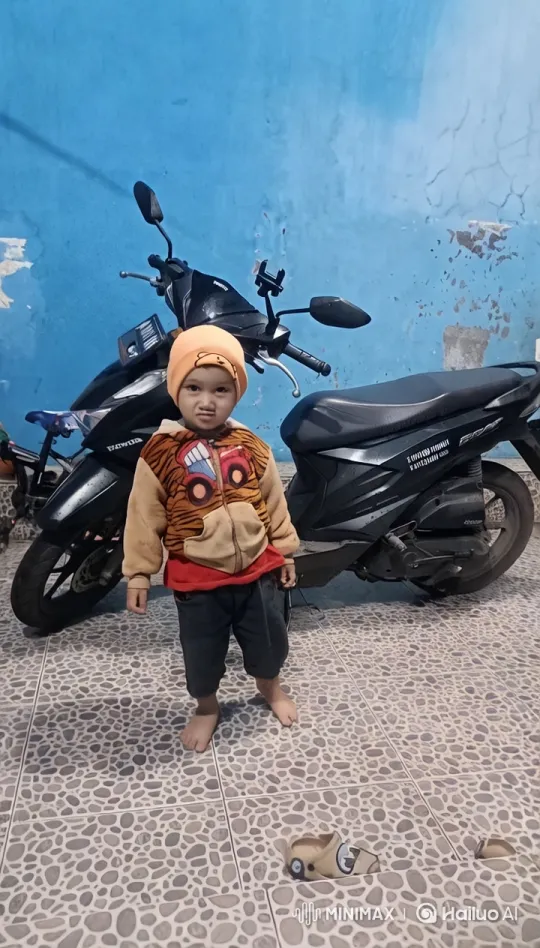 Child and Playful Tiger Interaction on Tile Floor – AI Generated Video | Hailuo AI
