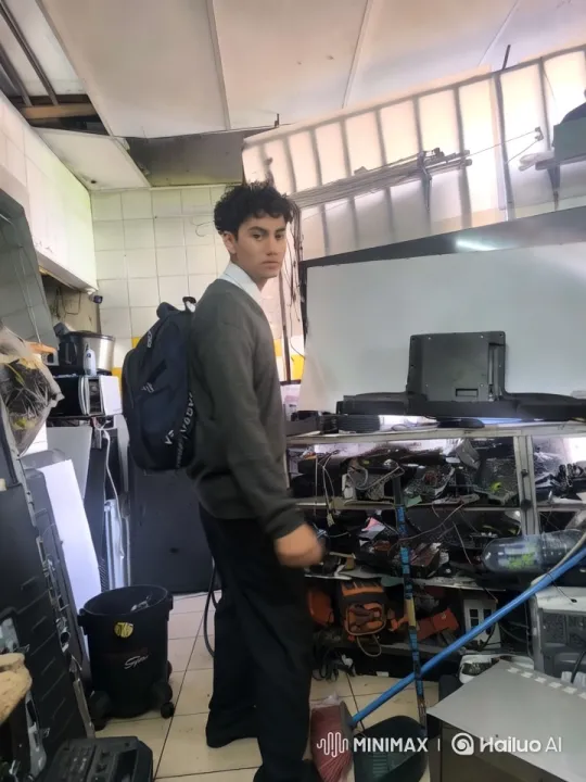 Young Man and Dog Dance Joyfully in Cluttered Room – AI Generated Video | Hailuo AI