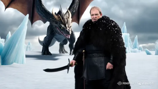 Warrior Faces Dragon in Snowy Fantasy Battle – AI Generated Video | Hailuo AI