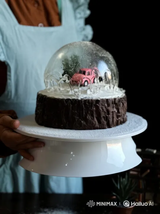 Artistic Tree Stump Cake Displayed in Live2D Animation – AI Generated Video | Hailuo AI