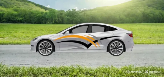 Sleek Car Showcased in Lush Landscape with Dynamic Tracking Shot – AI Generated Video | Hailuo AI