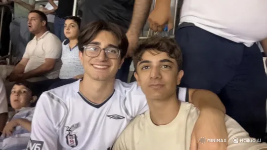 Close Friendship Moment in a Crowded Stadium – AI Generated Video | Hailuo AI